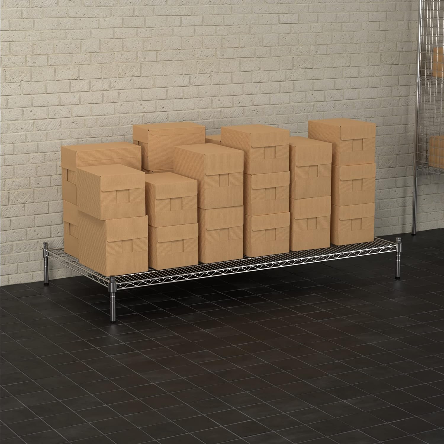 30" x 60" NSF Chrome Wire Stationary Dunnage Storage Rack with 8" Posts, Ideal for Commercial Kitchen, Home, Garage, Warehouse, Shelters