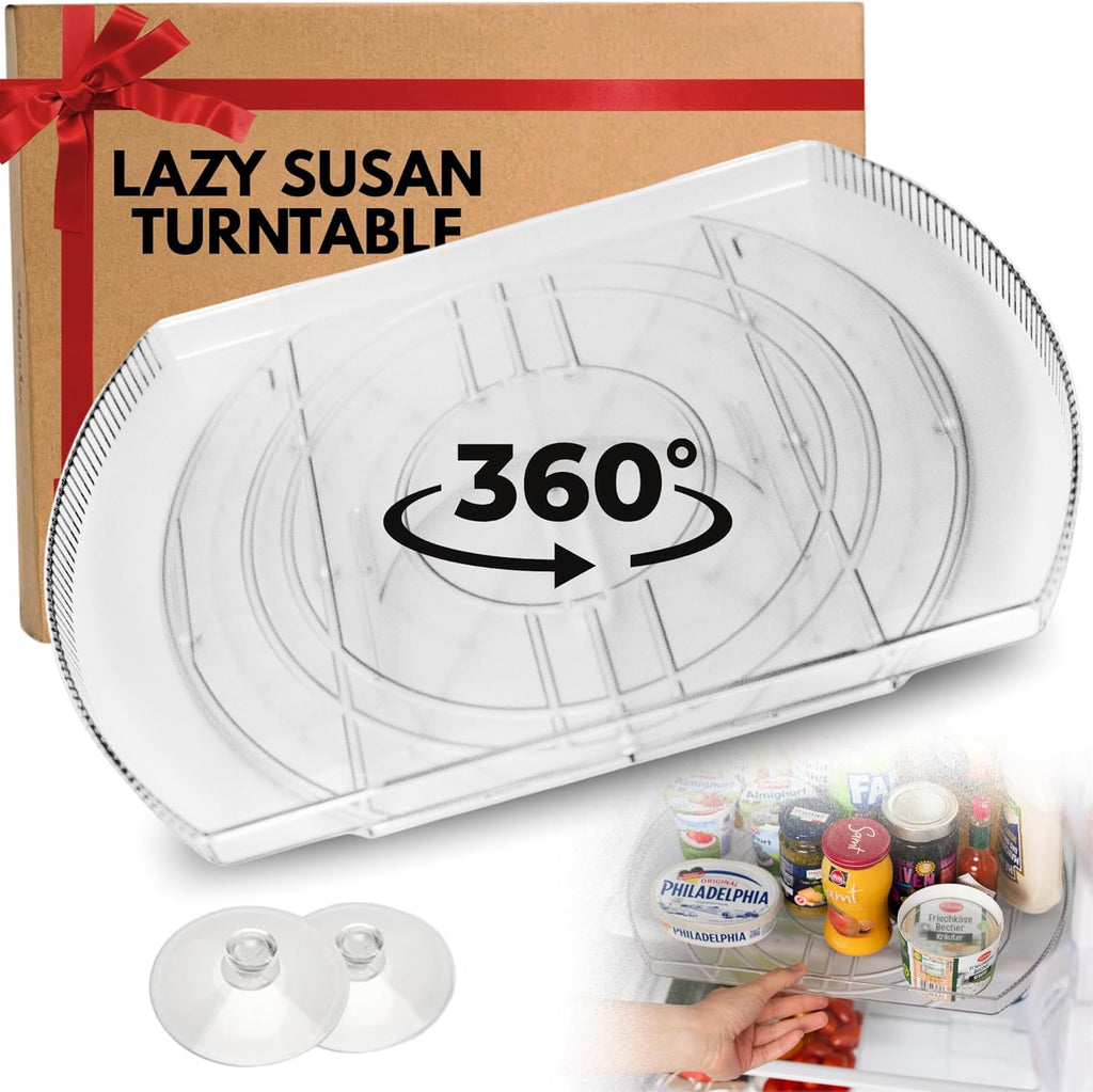 Lazy Susan for Refrigerator - 360° Turntable Refrigerator Organizer and Storage Tray for Fridge, Cabinet & Pantry - Large, Premium Rectangle Lazy Susan (16.5"x11.5"x1.5")