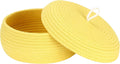 Sea Team Round Cotton Rope Storage Basket with Lid, Decorative Woven Storage Bin, Pot, Caddy, Organizer, Container for Snacks, Towels, Plants, 13 x 5.5 Inches (Large, Shallow, Yellow)
