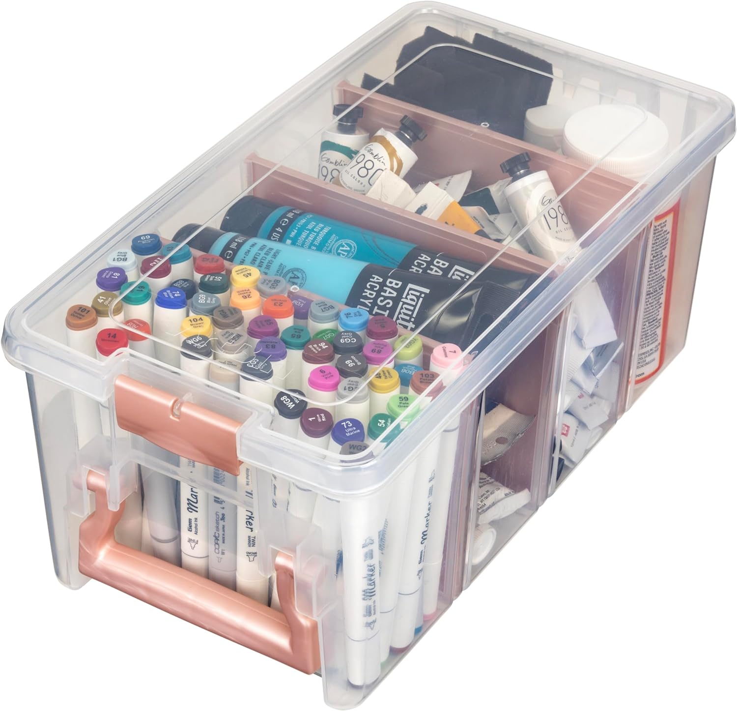 ArtBin Semi Satchel Portable Craft Organizer with 3 Dividers - Clear Plastic Storage Case for Art & Craft Supplies