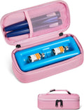 Insulin Vial Cooler Travel Case TSA Approved 300g Reusable Ice Brick Insulin Pen Case Holds 2 Pens and 2 Vials Long Lasting Medicine Cooler for Travel Camping and Outdoor Activities (Pink)