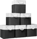 Fabric Storage Cubes, 11 inch cube storage bin with Handles, 11x11cube storage organizer bins, Collapsible Storage Bins for Shelves and Home, Cubby Storage Bins (white-black, 10.5x10.5x11in)