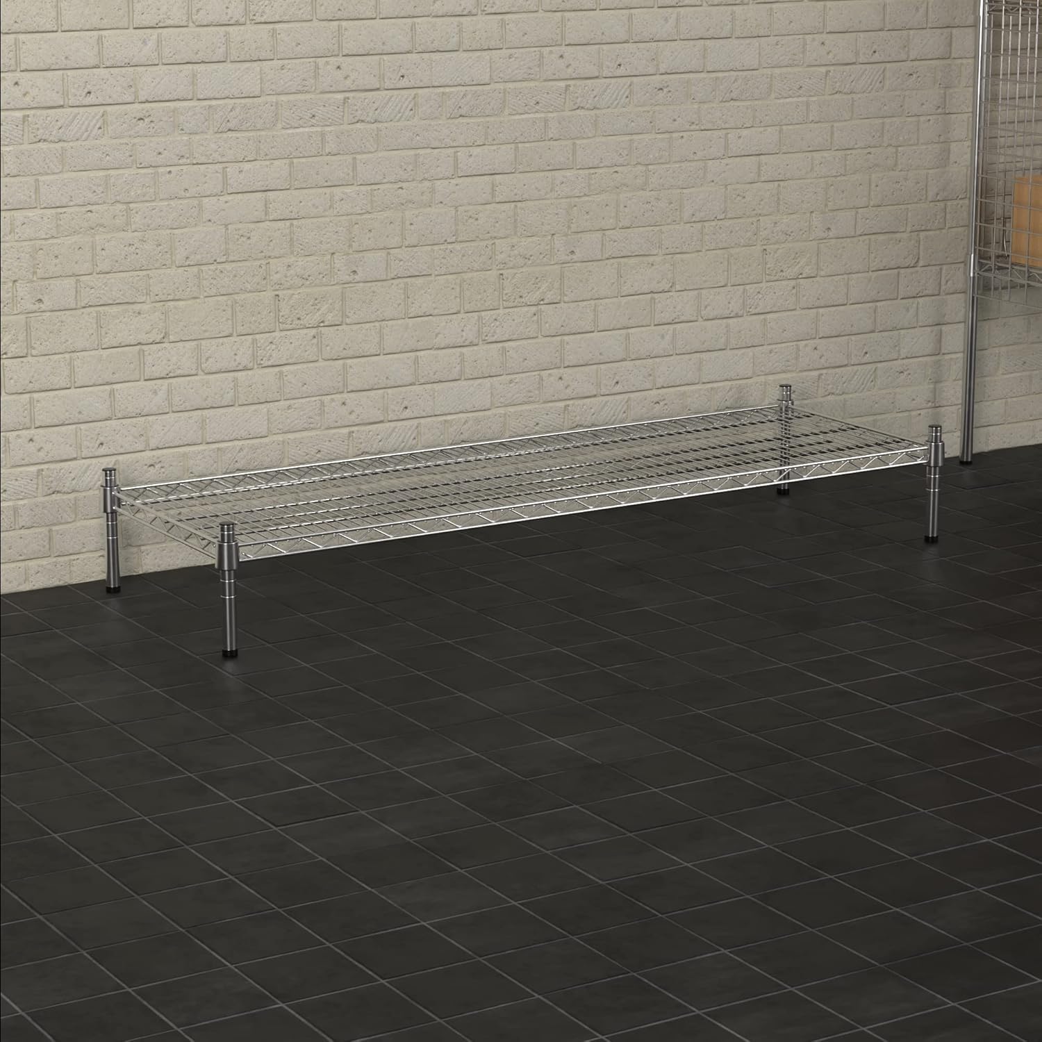 18" x 54" NSF Chrome Wire Stationary Dunnage Storage Rack with 8" Posts, Ideal for Commercial Kitchen, Home, Garage, Warehouse, Shelters