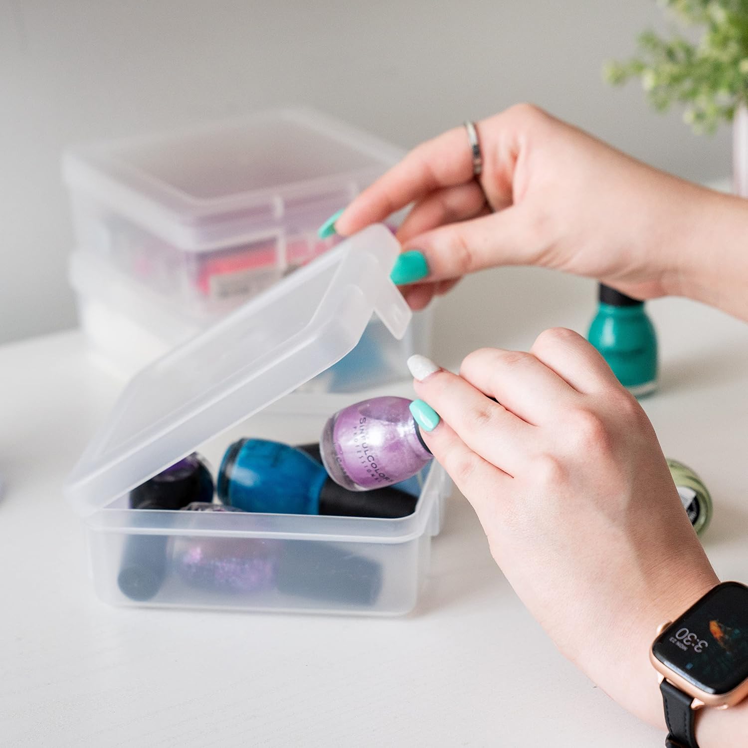 IRIS USA Pencil Case Boxes, 18-Pack, |Made in USA|, Plastic Bead Organizing Containers with Snap Lid for Arts, Crafts, Ephemera, Stickers, & Dance Cheer, Clear - Small