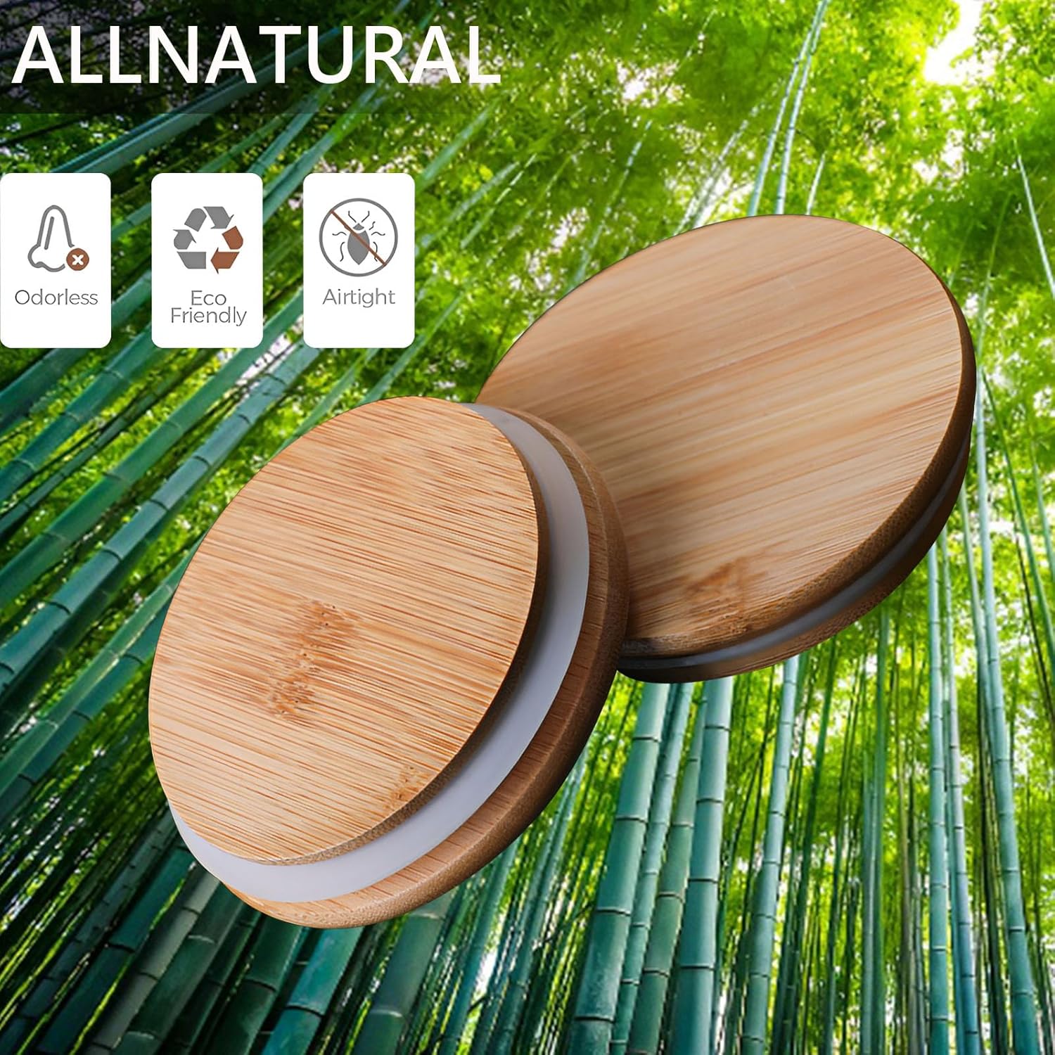 1.5 Qt Round Glass Storage Containers with Lids, Clear Food Storage Container Jar with Sealing Bamboo Lid for Noodles Flour Cereal Rice Sugar Tea Coffee Beans（Round-3Pack ）