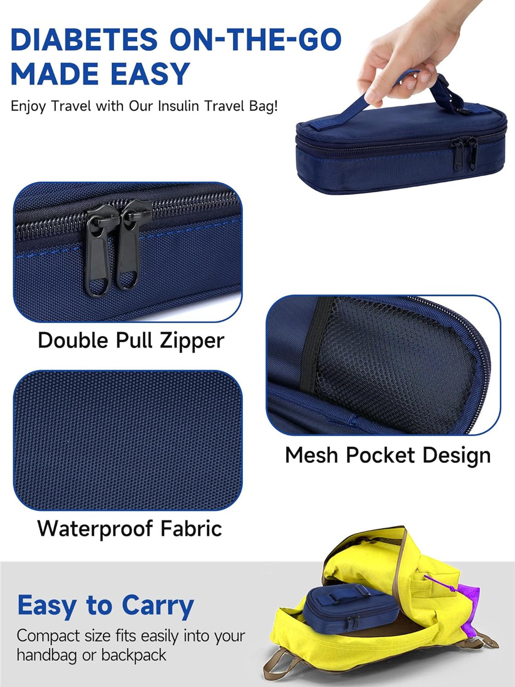 Insulin Vial Cooler Travel Case – Diabetic Travel Case TSA Approved, Medicine Cooler for Travel Tsa Approved, Portable Mini CoolerCase with Protective Ice Brick (blue)