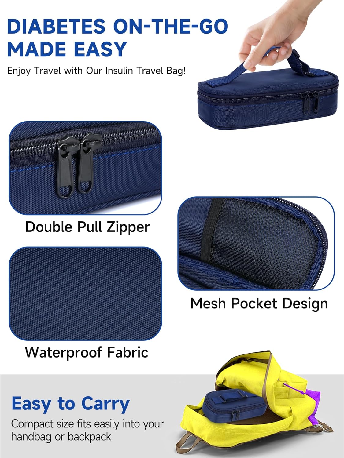 Insulin Vial Cooler Travel Case – Diabetic Travel Case TSA Approved, Medicine Cooler for Travel Tsa Approved, Portable Mini CoolerCase with Protective Ice Brick (blue)