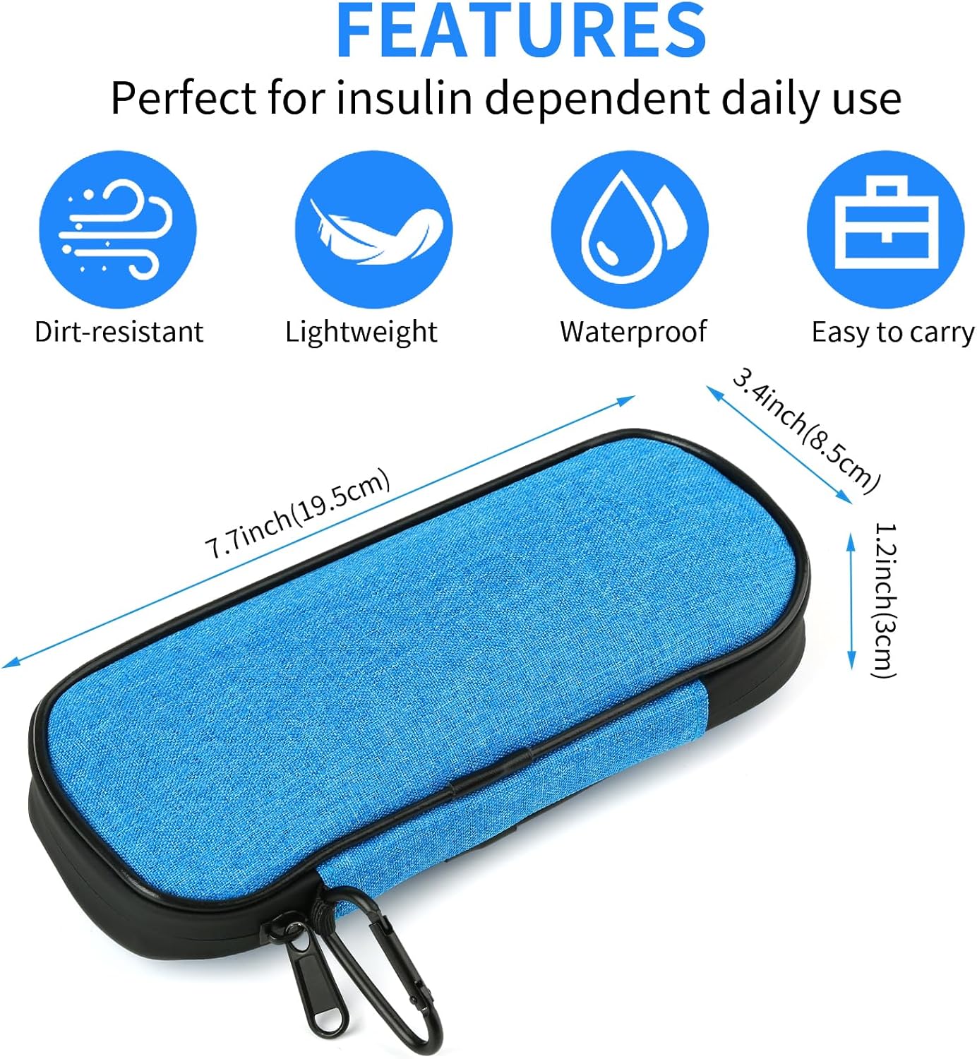 Insulin Pen Cooler Travel Case with 2 Reusable TSA Approved Ice Packs, Diabetic Medication Insulated Cooler Bag for Insulin Pens and Other Diabetic Supplies Storage Blue