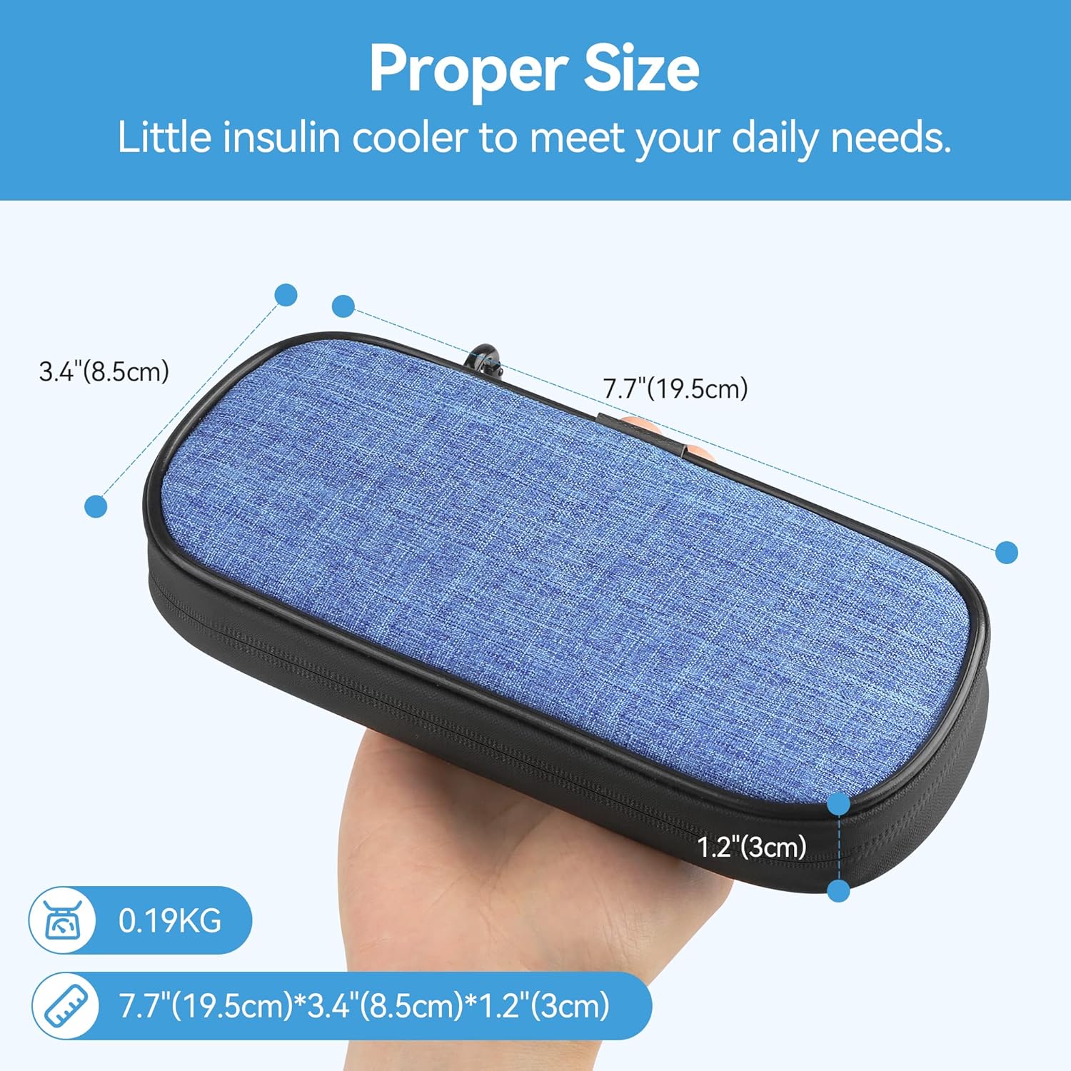 Insulin Cooler Travel Case Diabetic Medication Insulated Cool Organizer with 2 Reusable Ice Packs for Insulin Pen and Other Diabetic Supplies, for the Daily Life and Trip(Blue)
