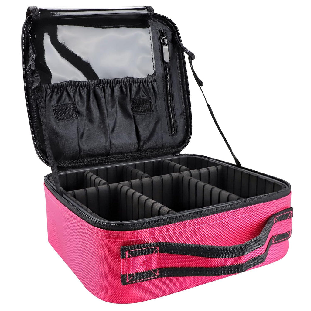 gzcz Travel Makeup Bag,Portable Makeup Case for Women,Professional Cosmetic Train Case Organizer Artist Storage Bag With Adjustable Dividers Brushes Toiletry Jewelry Digital Accessories