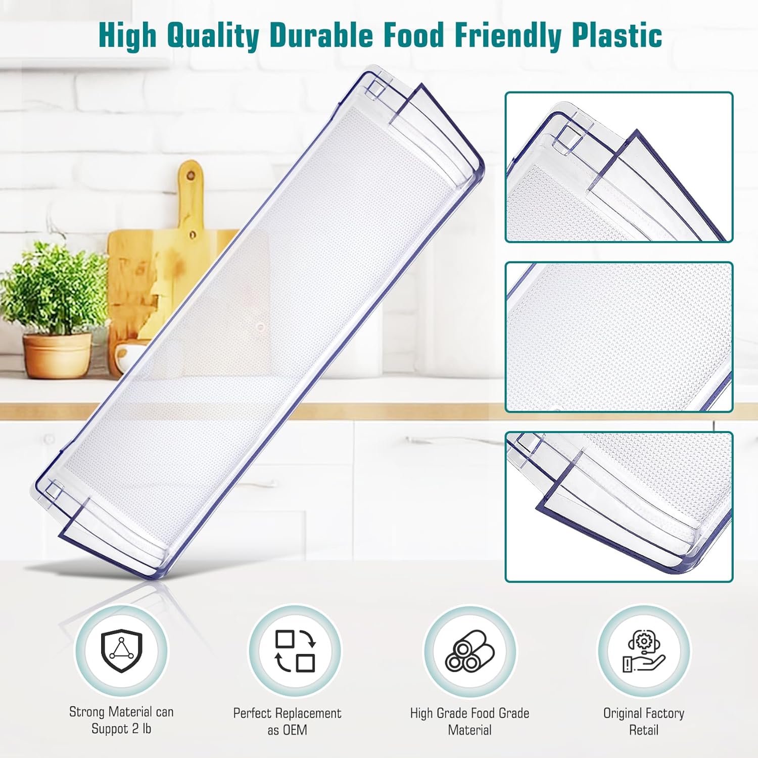 DA63-08645A Refrigerator Door Shelf 2Pack, RT18M6215SR Door Shelf Replacement Compatible with samsung Refrigerator Model: RT18M6215SR RT18M6215SG RT18M6213SR, RT18M6215SG/AA shelf Replace for 4864777