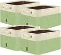 BALEINE 4 Pack Fabric Storage Bins for Shelves, Linen Storage Baskets for Organizing, Decorative Closet Bins for Clothes, Home (Green, 17''x13''x10.5'')