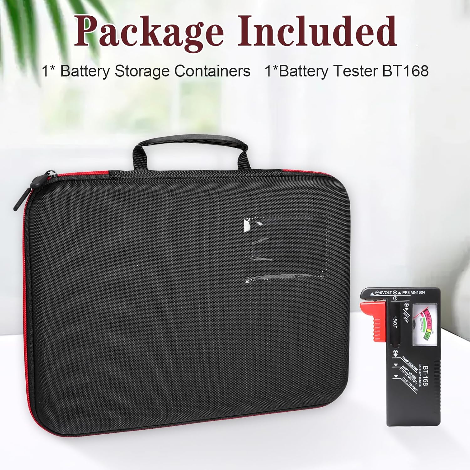 Battery Storage Organizer with Tester BT-168, Waterproof Battery Case for aaa,aa,c,d, 9v, Holds Up to 198 Batteries Container (Batteries Not Included)