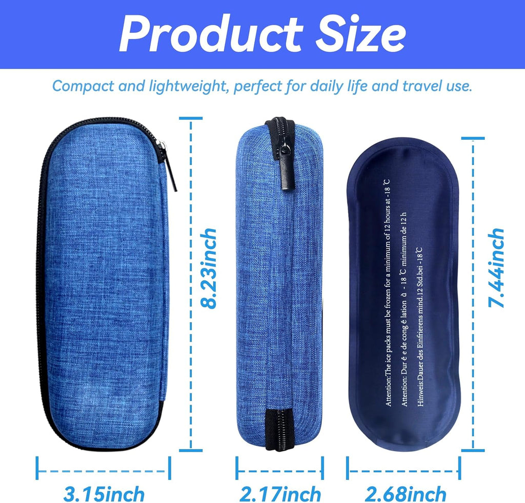 Insulin Cooler Travel Case with 2 Ice Packs, Portable Medication Diabetic Cooler Organizer Bag for Daily Life and Trip Use, Blue