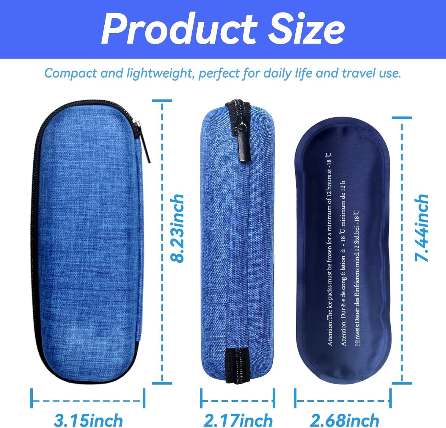 Insulin Cooler Travel Case with 2 Ice Packs, Portable Medication Diabetic Cooler Organizer Bag for Daily Life and Trip Use, Blue