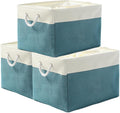 TheWarmHome Storage Bin for Shelves - Extra Jumbo 3 Pack 20.5L×15.7W×13.8H Storage Basket for Organizing, Fabrin Storage cubes with Drawstring Cover for Living Room Bedroom Decor Closet（White & Green