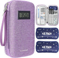 Insulin Cooler Travel Case,EVA Insulation Travel Medicine Kit with Temperature Display for Diabetes Care,Insulin Pen and Other Diabetic Supplies (Purple-Temp)