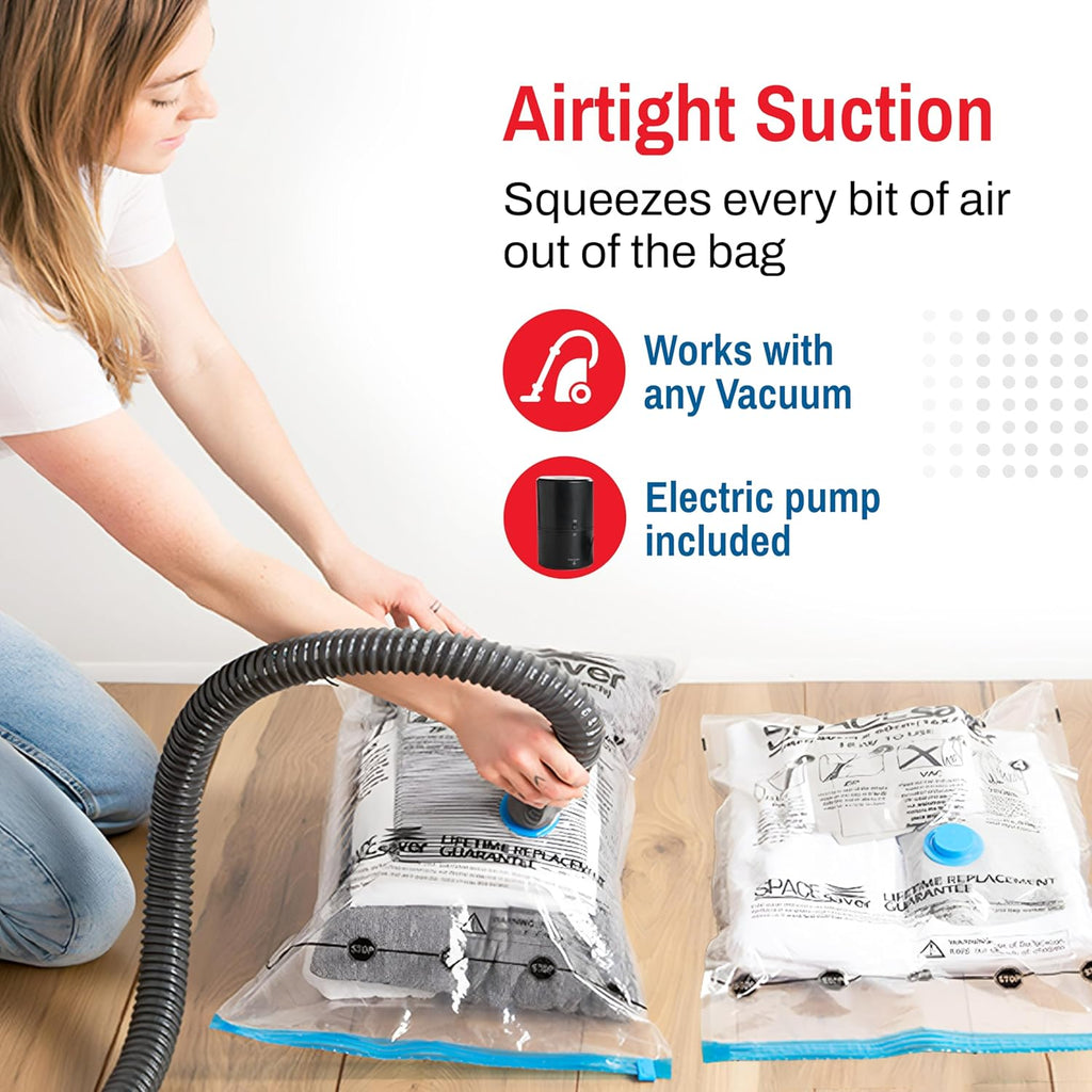 10-Pack Variety Vacuum Storage Bags for Comforters, Blankets & Clothes – Vacuum Sealed Compression Bags with Hand Pump – Space Saver Storage Bags for Bedding,Travel & Organization (2S, 2M, 3L & 3XL)