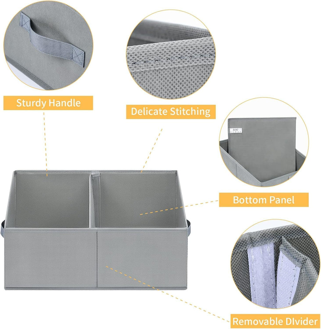 DIMJ Closet Storage Bins, 3 Pack Storage Baskets for Shelves, Foldable Closet Organizer with Handle, Linen Closet Organizers and Storage for Clothes, Toys, Towel, Books (Grey)