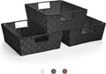 Sorbus Set of 3 Large Woven Storage Baskets – Mesh Hand-Woven Baskets for Organizing, Fabric Storage Bins for Linen Closet Organizer, Storage Baskets for Shelves and Home Organization (Black)