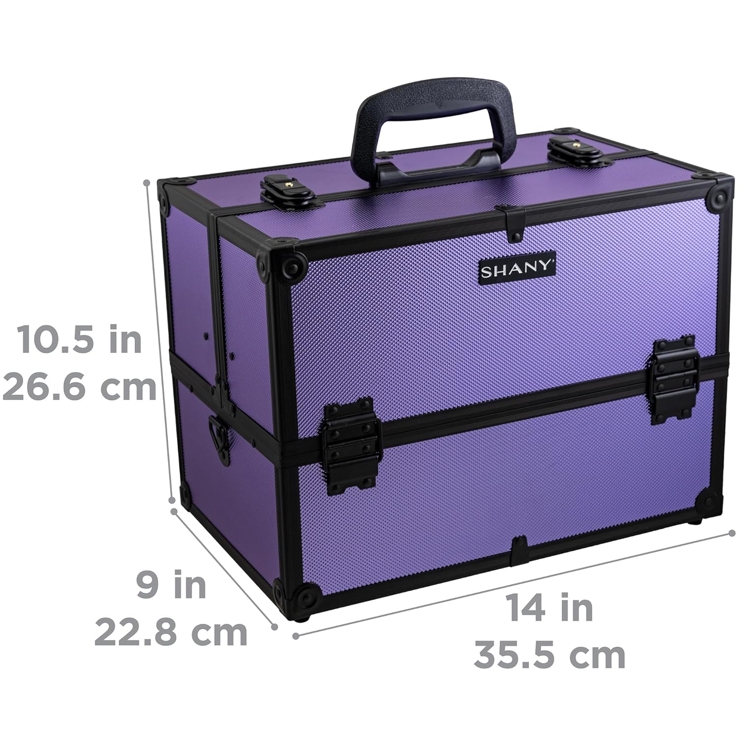 SHANY Essential Pro Makeup Train Case Cosmetic Box Portable Makeup Case Cosmetics Beauty Organizer Jewelry storage with Locks, Multi Compartments Makeup Box and Shoulder Strap - Lily