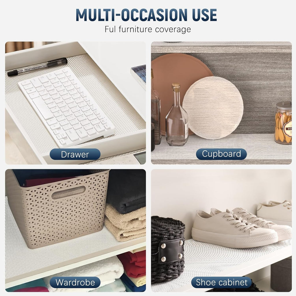 Silicone Non-Slip Shelf Liner - 1 x 12 FT - Drawer Liner, Durable Grip Liner for Kitchen Cabinets, Fridges, Desks