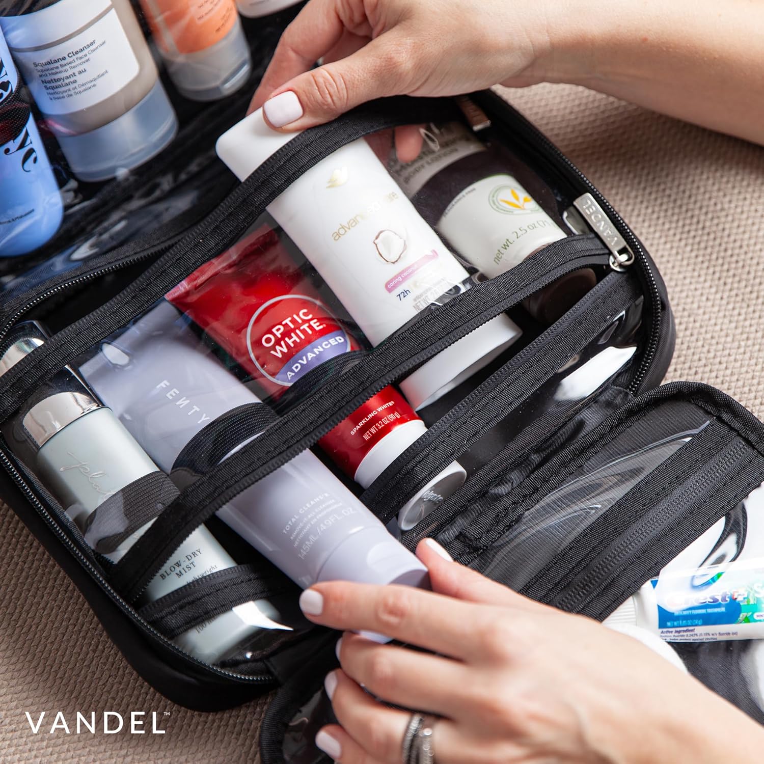 VANDEL Waterproof Hanging Toiletry Bag for Travelling, Hanging Makeup Organizer Bag, Cosmetic Travel Bags for Women Travel Toiletry Bags, Makeup Case Toiletries Organizer Hygiene Bathroom Shower Caddy