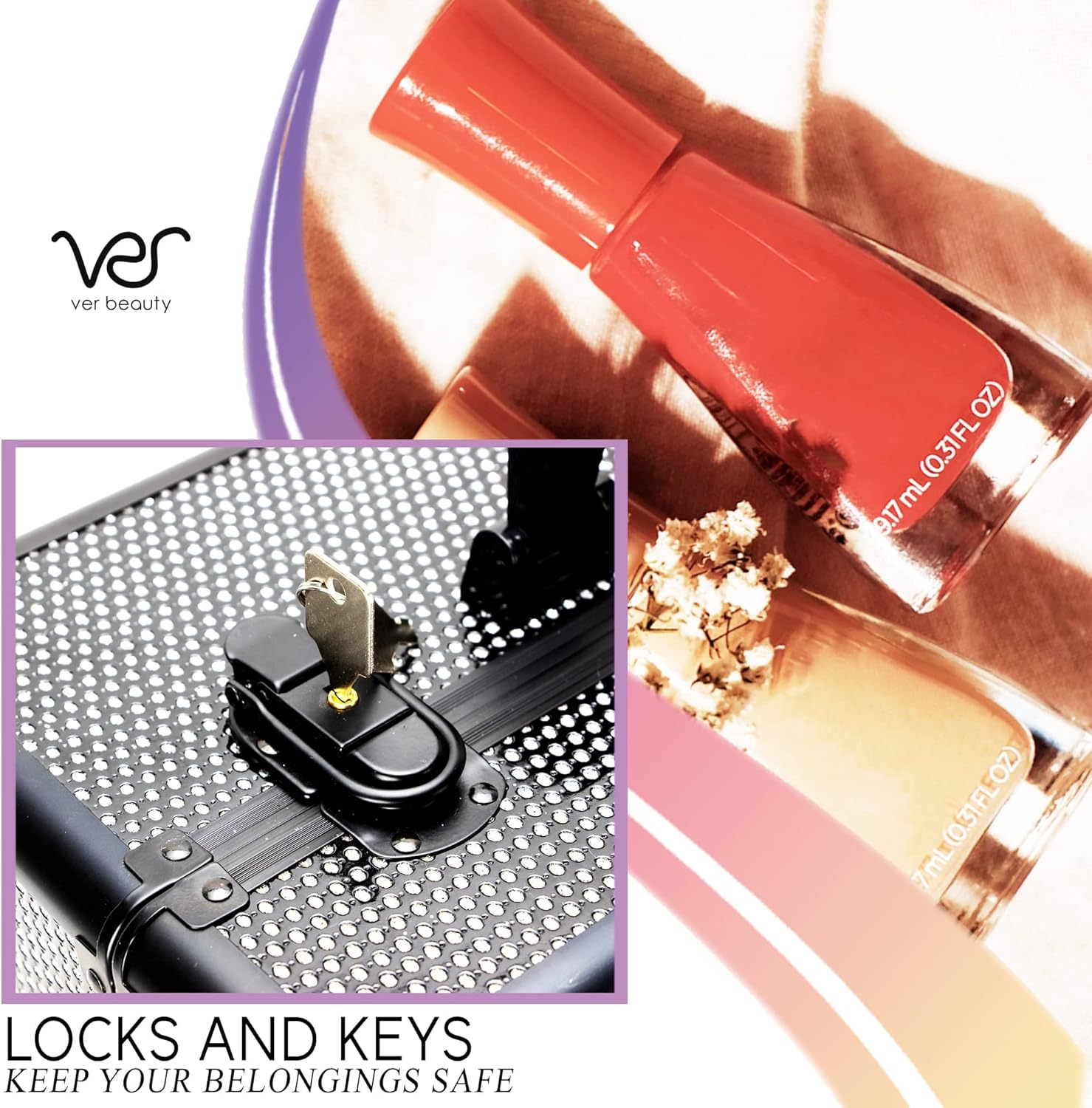 Ver Beauty Professional Train Makeup Case Organizer (Black Crystal)