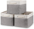 Bidtakay Baskets Set of 3 Storage Baskets for Organizing Large Fabric Storage Bins for Shelves Decorative Canvas Bins Collapsible Empty Baskets for Closet,Nursery,Clothes,Toys,Shoes(White&Grey)