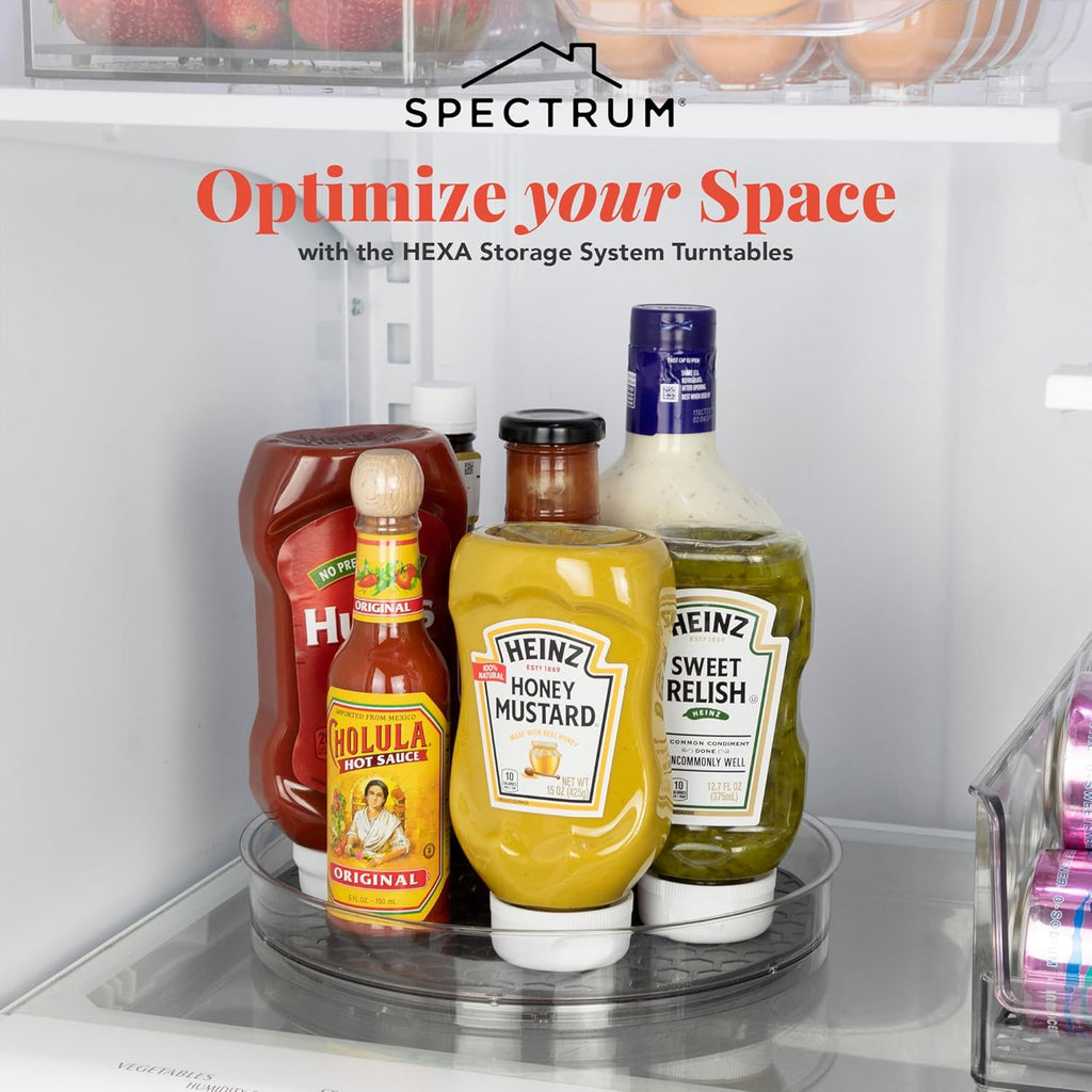 Spectrum Medium Lazy Susan Organizer 9.5 in for Cabinet Refrigerator Pantry Table Rotating Kitchen Storage Spice Rack Fridge Organization, Charcoal Gray Spinning Turntable for Sauces Jams Condiments