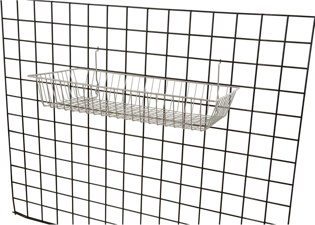Only Garment Racks #5624C (Pack of 6) Chrome Wire Baskets for Grid Wall, Slat Wall or Pegboard - Merchandiser Baskets, Chrome Wire Basket 24" L x 12" D x 4" H (Set of 6) (Pack of 6)