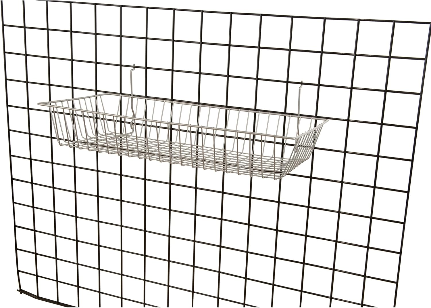 Only Garment Racks #5624C (Pack of 6) Chrome Wire Baskets for Grid Wall, Slat Wall or Pegboard - Merchandiser Baskets, Chrome Wire Basket 24" L x 12" D x 4" H (Set of 6) (Pack of 6)