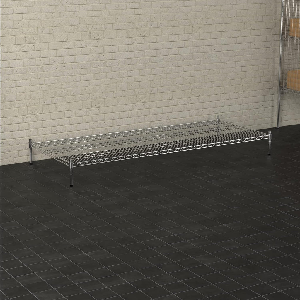 30" x 72" NSF Chrome Wire Stationary Dunnage Storage Rack with 8" Posts, Ideal for Commercial Kitchen, Home, Garage, Warehouse, Shelters
