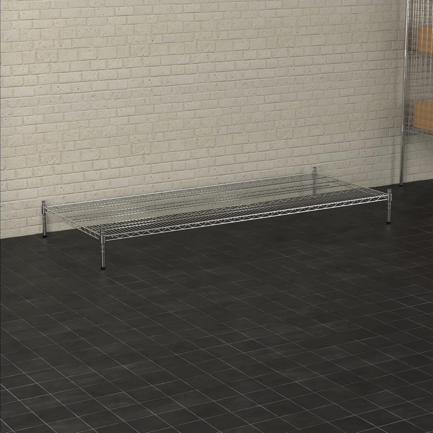 30" x 72" NSF Chrome Wire Stationary Dunnage Storage Rack with 8" Posts, Ideal for Commercial Kitchen, Home, Garage, Warehouse, Shelters
