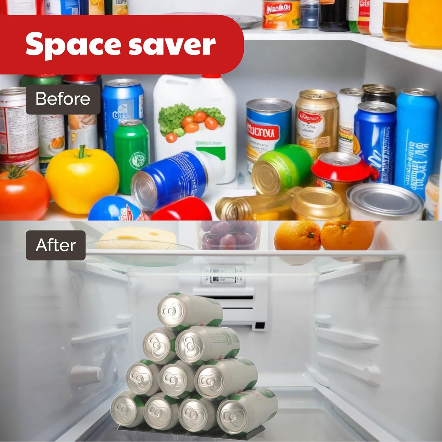 Cooks Innovations Drink Organizer for Fridge, Soda Can Refrigerator Organizers and Storage, Beer-Wine-Water Bottle Holder, Fridge Monkey - Durable Non-Slip&Roll