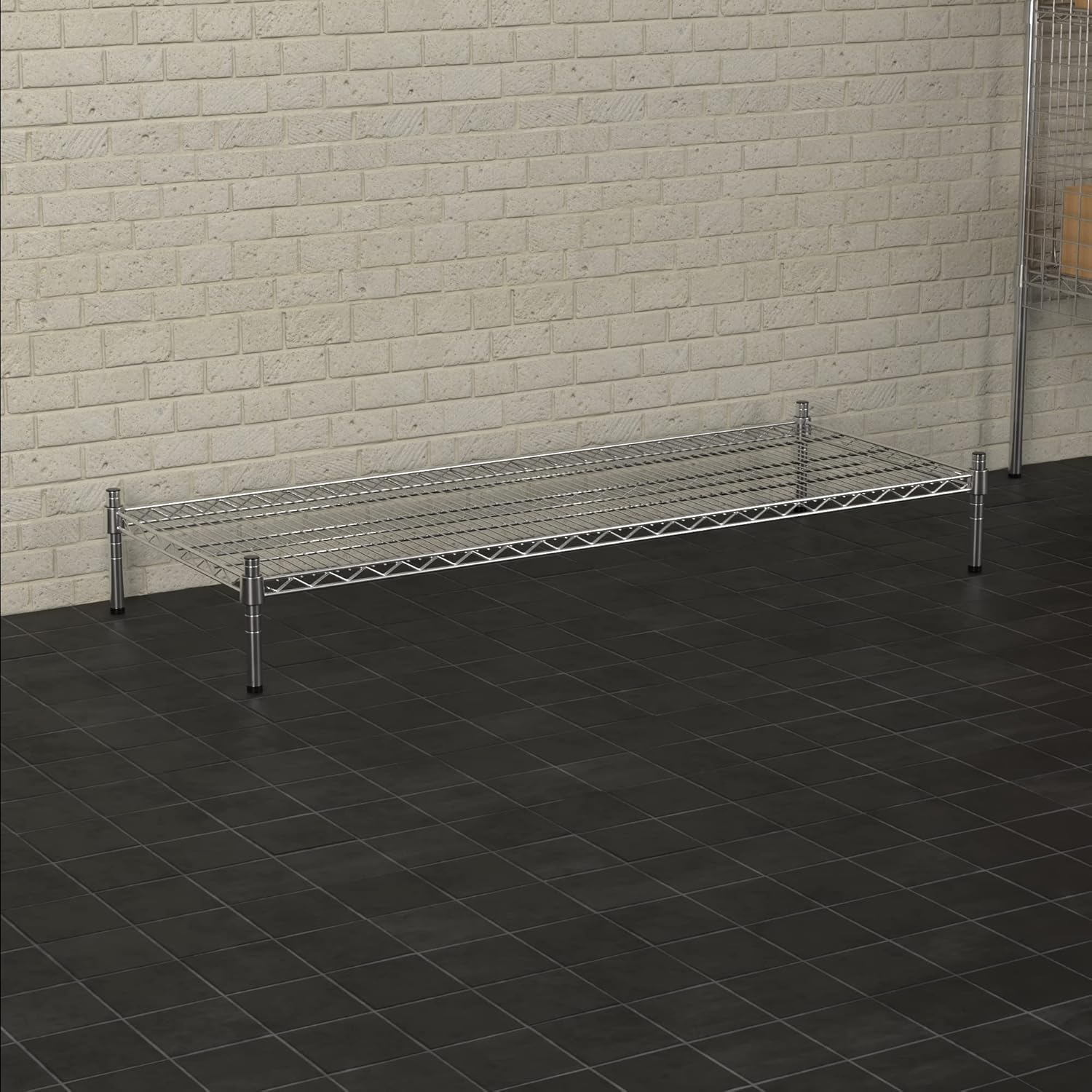 21" x 54" NSF Chrome Wire Stationary Dunnage Storage Rack with 8" Posts, Ideal for Commercial Kitchen, Home, Garage, Warehouse, Shelters
