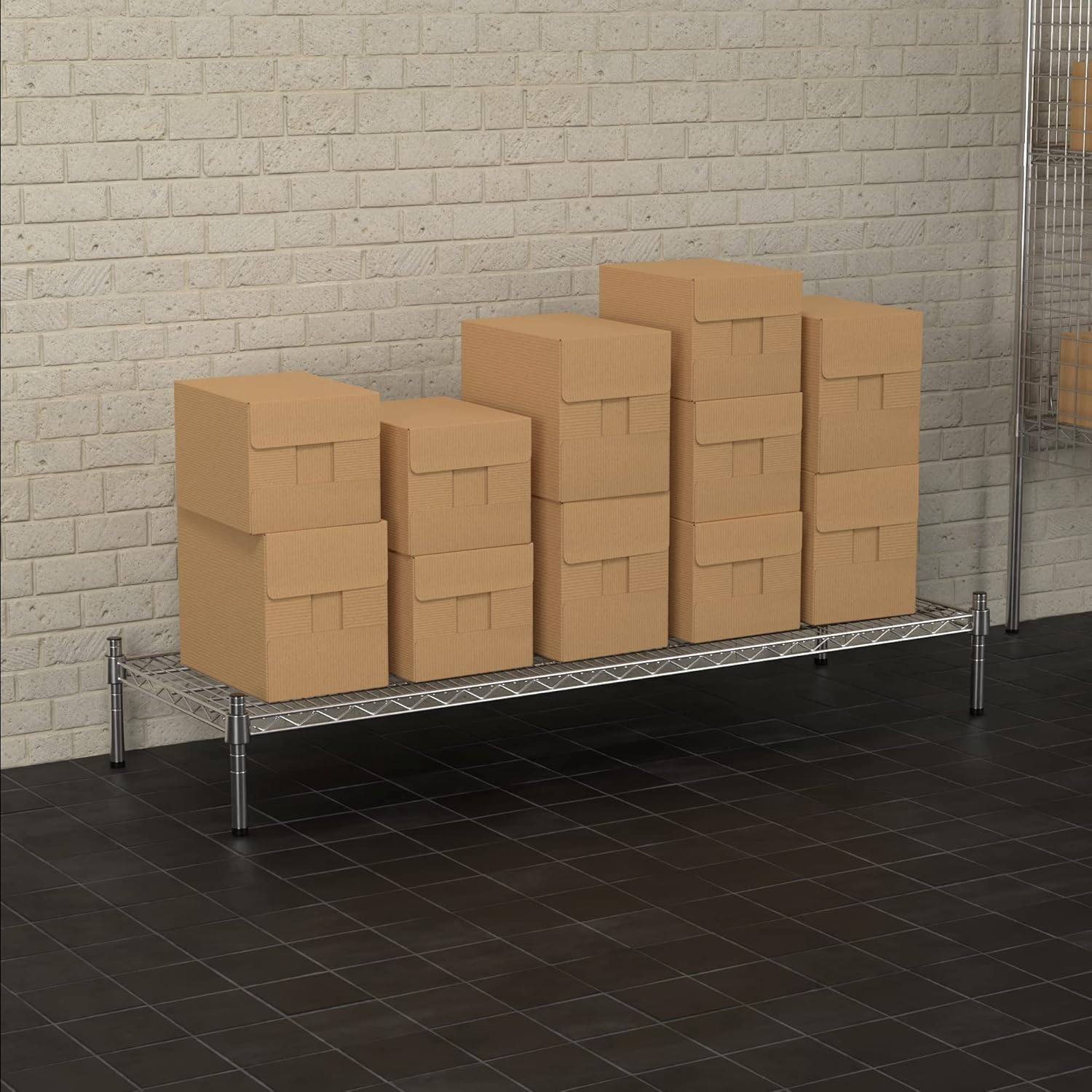 18" x 54" NSF Chrome Wire Stationary Dunnage Storage Rack with 8" Posts, Ideal for Commercial Kitchen, Home, Garage, Warehouse, Shelters