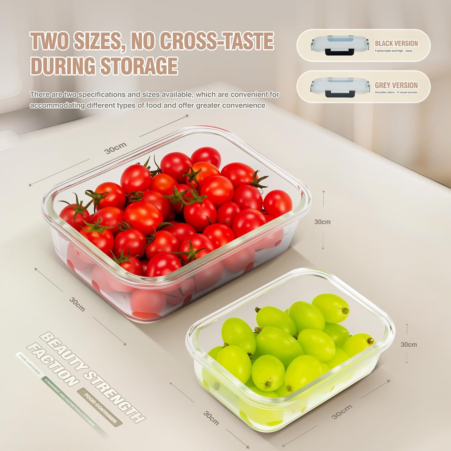 10-Pack Meal Prep Containers with Snap Locking Lids, Glass Airtight Lunch, Food Storage Containers, Microwave, Oven, Freezer and Dishwasher Friendly, Gray