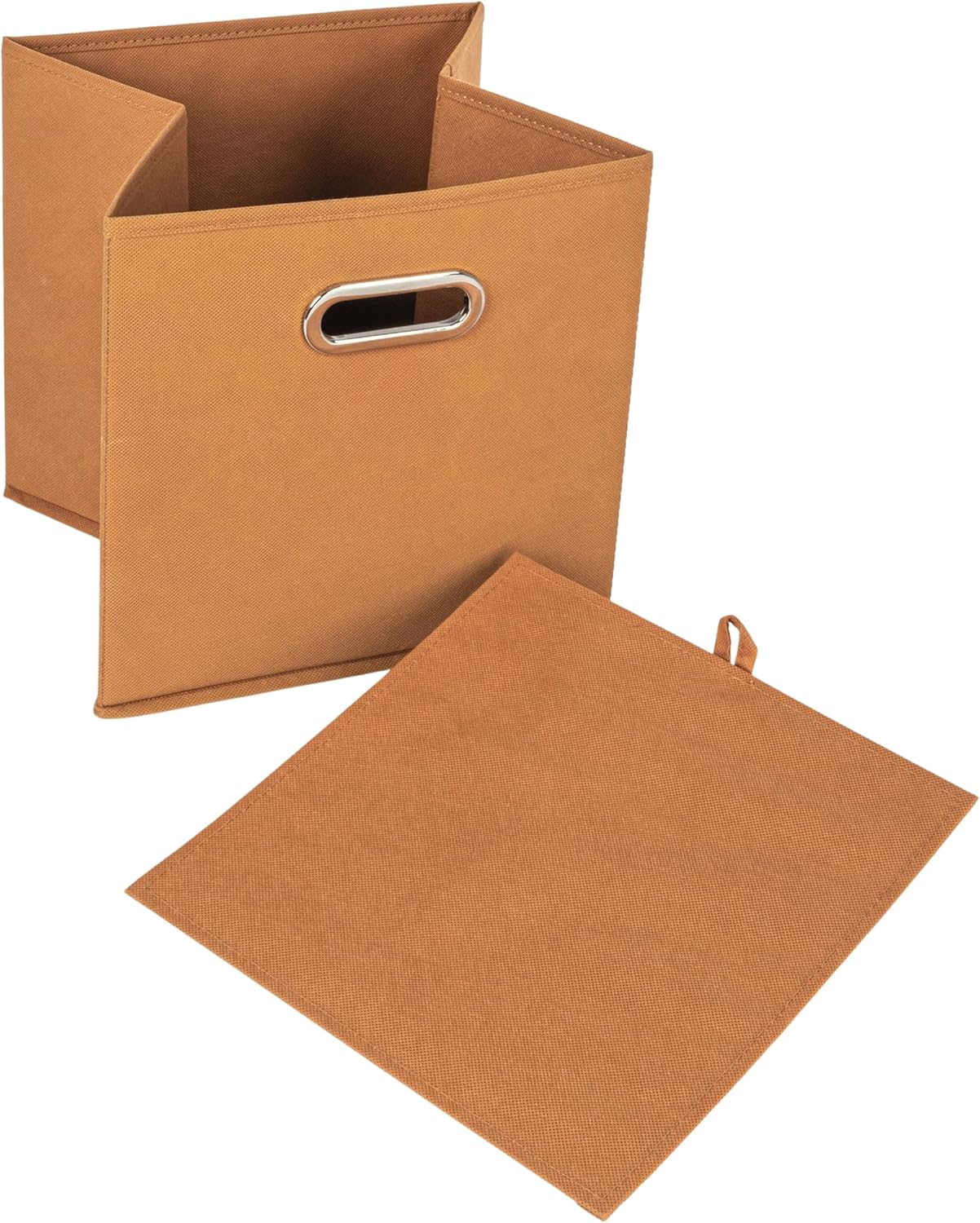 Household Essentials Foldable Fabric Storage Cubes 6-Pack – 11x11x11 Stackable Non-Woven Bins with Chipboard Sides & Grommet Handles – Closet, Shelf, Nursery, or Office Organizer – Terracotta