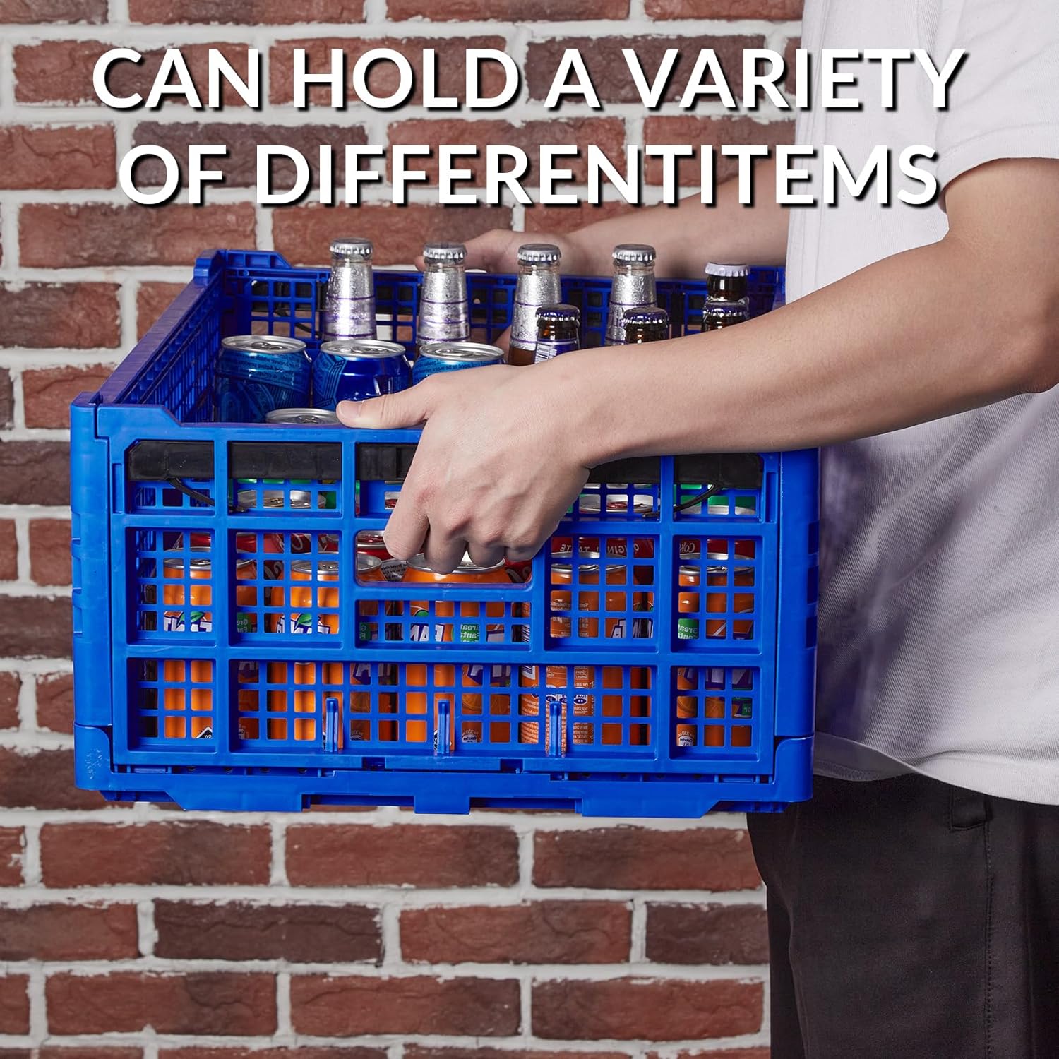 Collapsible Storage Crates, 52 Liter Heavy Duty Foldable Plastic Crates , Storage Baskets and Bins 23.6" L x 15.7" W x 8.6" H Stackable Dairy Milk Crates for Office, Home, Toy Storage