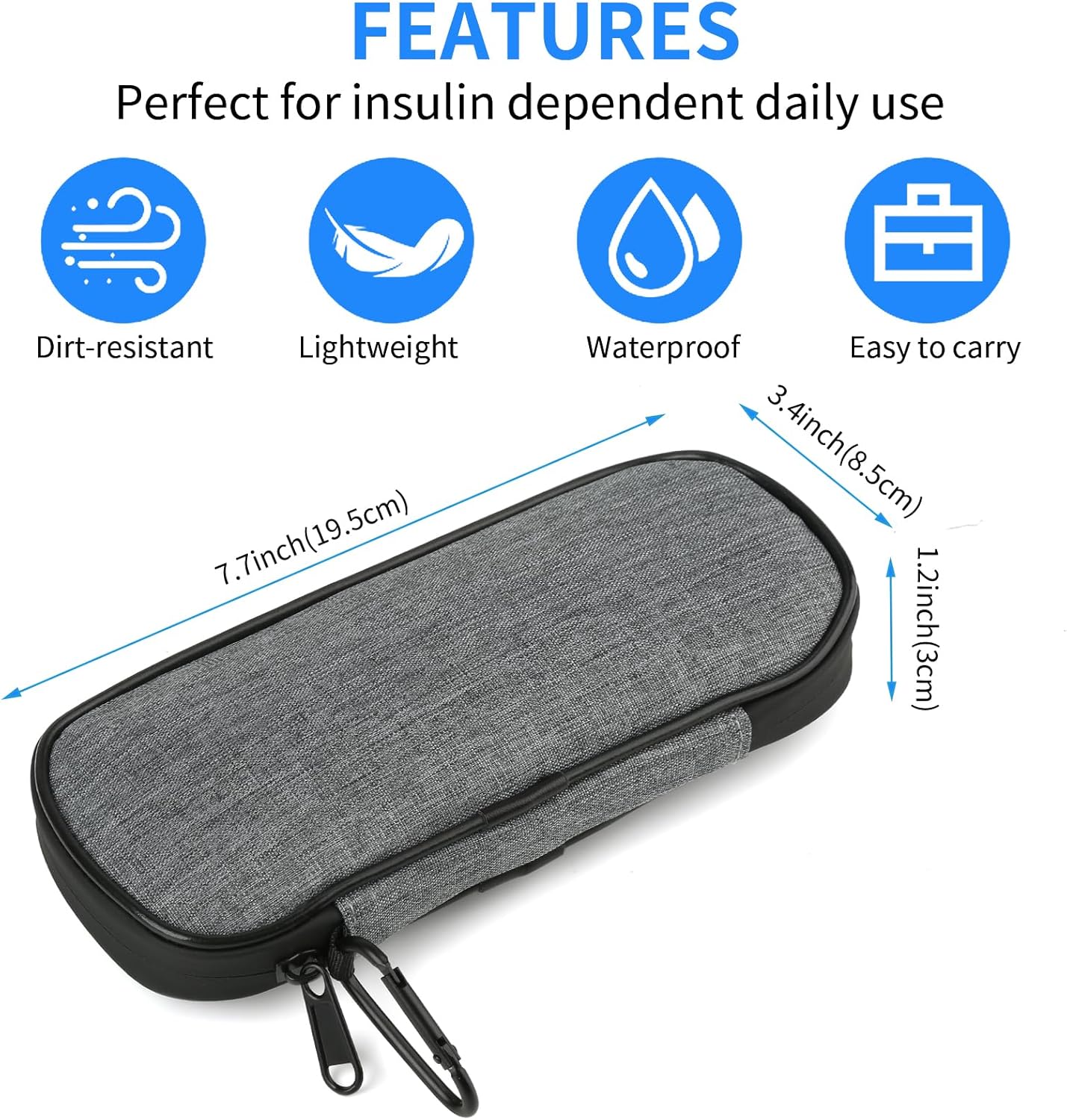 Insulin Pen Cooler Travel Case with 2 Reusable TSA Approved Ice Packs, Diabetic Medication Insulated Cooler Bag for Insulin Pens and Other Diabetic Supplies Storage Grey