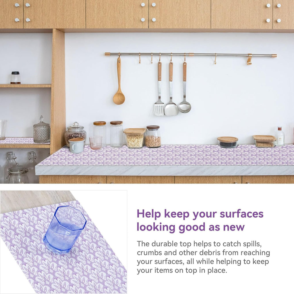 1 Rolls 12" W x 360" L Floral Drawer and Shelf Liner for Cabinets, Non-Adhesive Strong Grip Non-Slip Flower Shelf Cabinet Kitchen Shelf Liners for Kitchen Cabinets