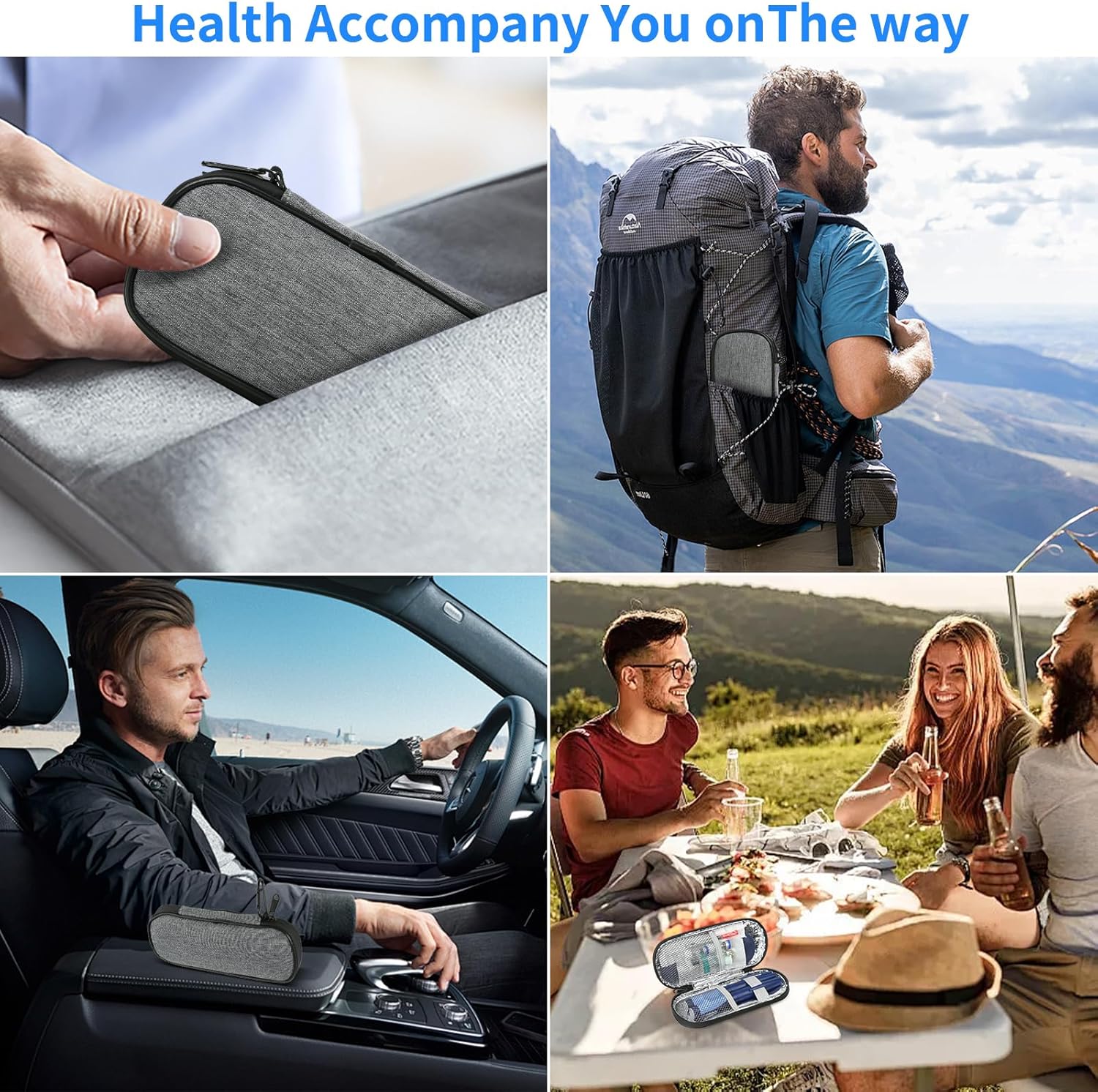 Insulin Pen Cooler Travel Case with 2 Reusable TSA Approved Ice Packs, Diabetic Medication Insulated Cooler Bag for Insulin Pens and Other Diabetic Supplies Storage Grey