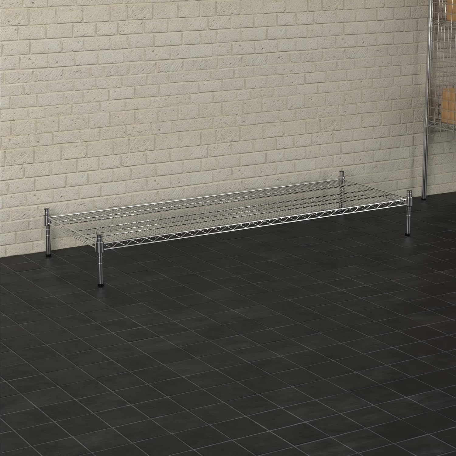 21" x 60" NSF Chrome Wire Stationary Dunnage Storage Rack with 8" Posts, Ideal for Commercial Kitchen, Home, Garage, Warehouse, Shelters