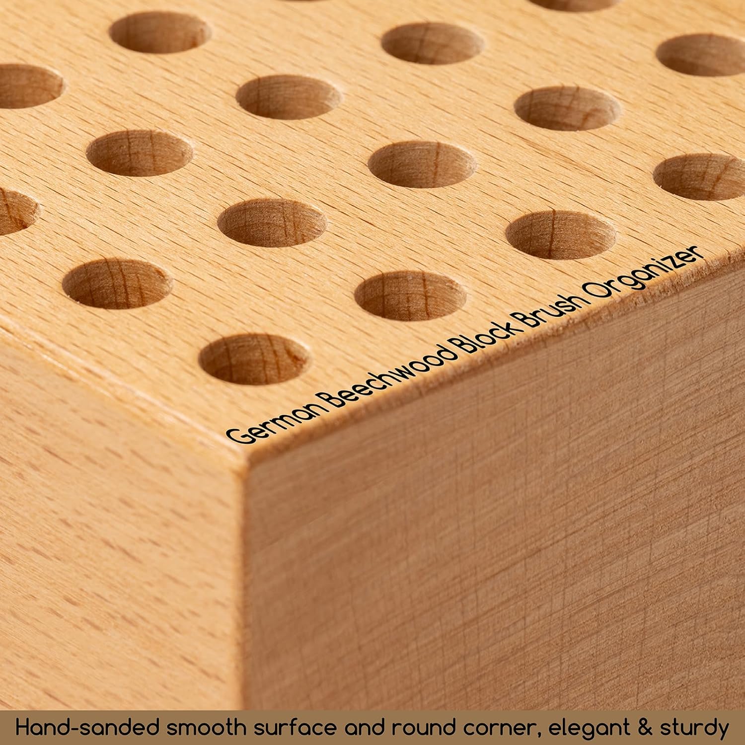 MEEDEN Beechwood Pencil and Brush Holder: 36 Holes Paint Brush Storage Organizer & Holder Rack - Wooden Block Pencil Holder for Paintbrushes, Pens and Art Tools - Paint Brush Holder Display Stand