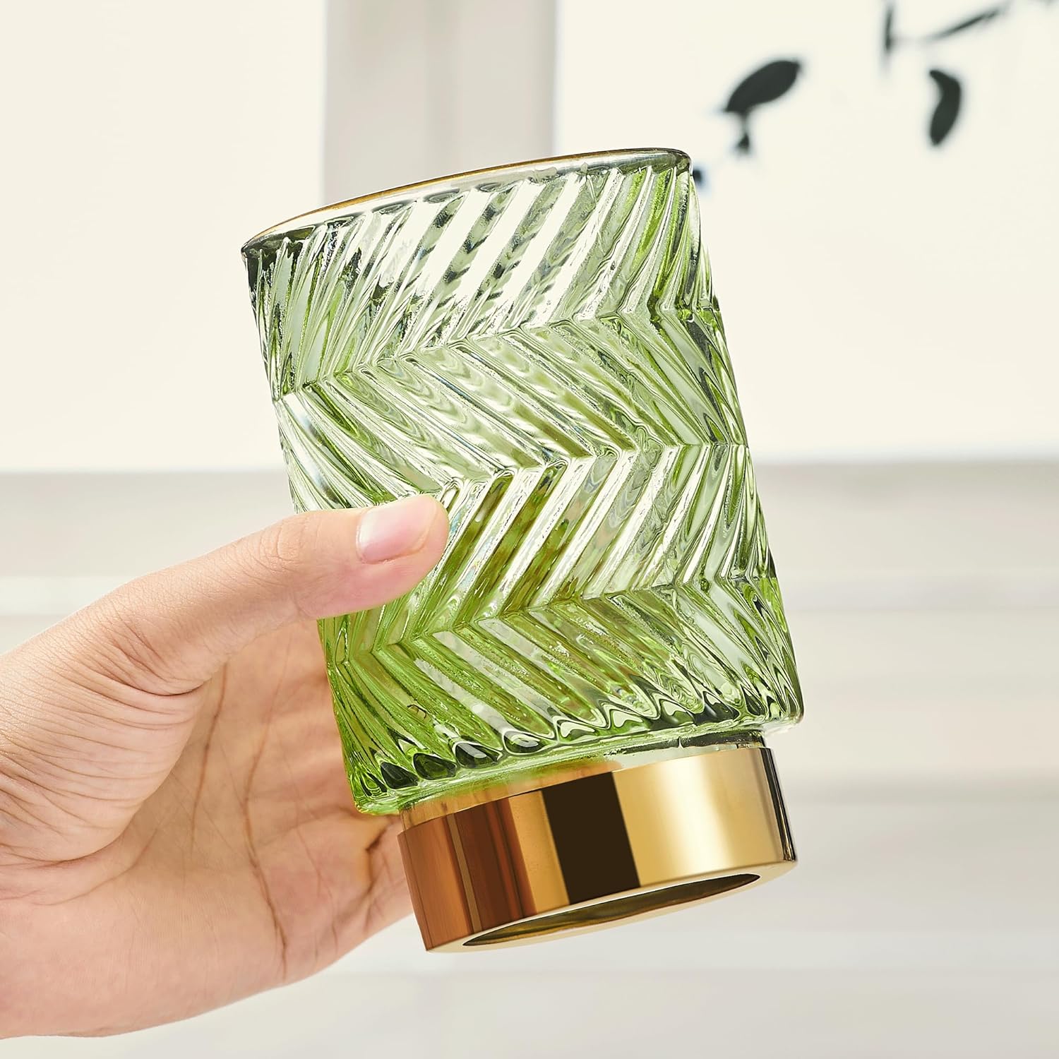 Makeup Brush Holder Organizer,Toothbrush Holders,Desk Pen Pencil Holder,Multifunctional Vintage Glass Brush Cup（A40-1-US）