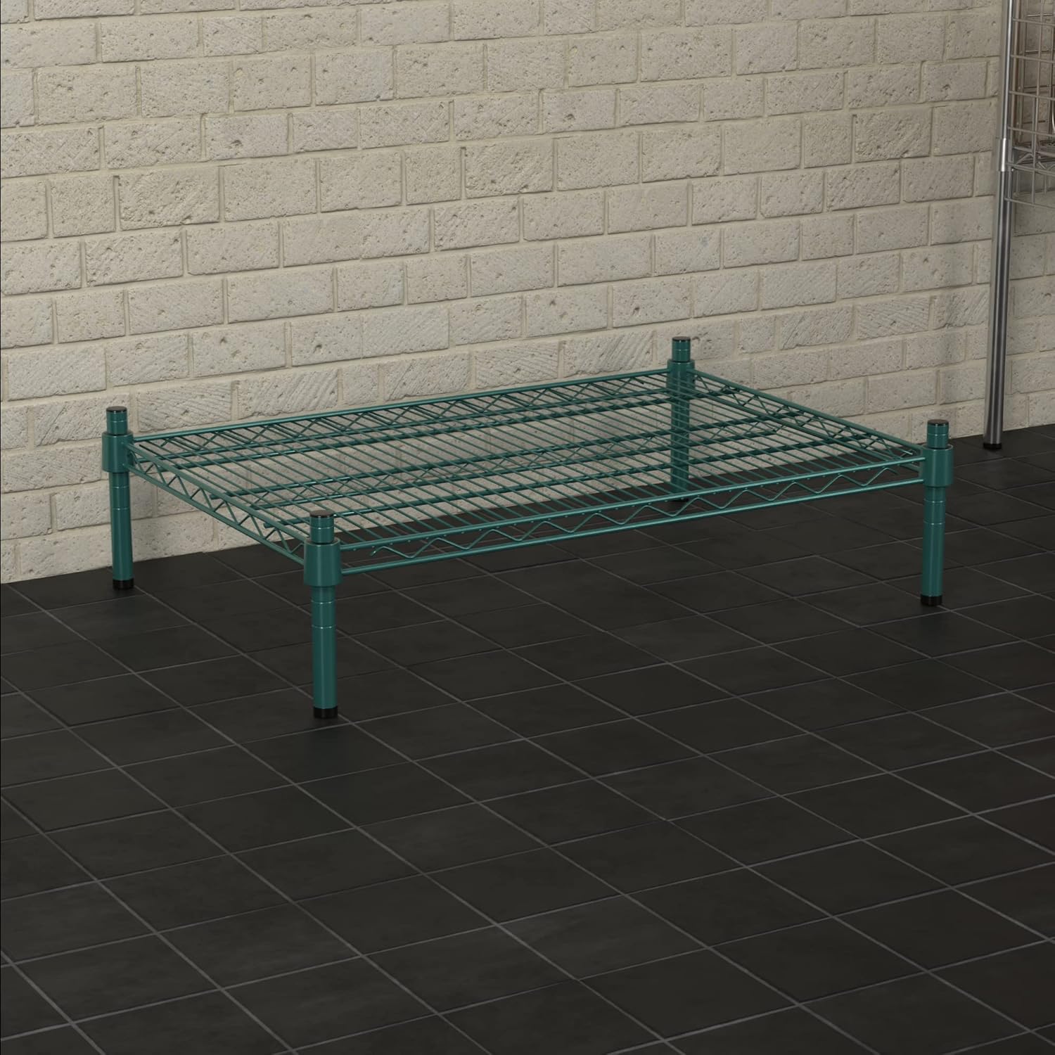 21" x 30" NSF Green Wire Stationary Dunnage Storage Rack with 8" Posts Ideal for Commercial Kitchen Home Garage Warehouse Shelters