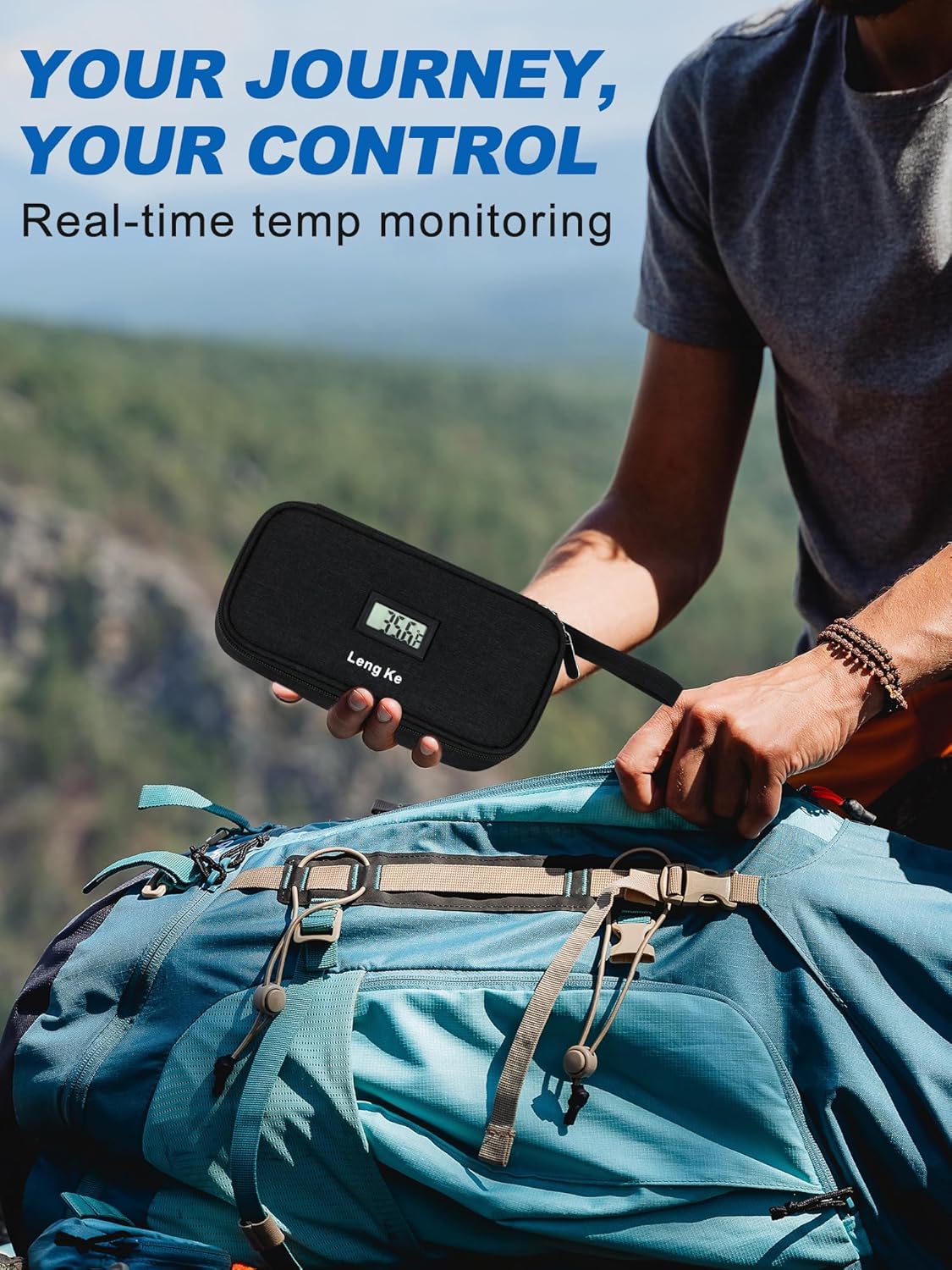 Insulin Cooler Travel Case, TSA Approved Refrigerated Medicine Travel Bag with Protective Ice Brick, Temperature Display Diabetic Medication Cooling Bag for Pen & Vials (Black)