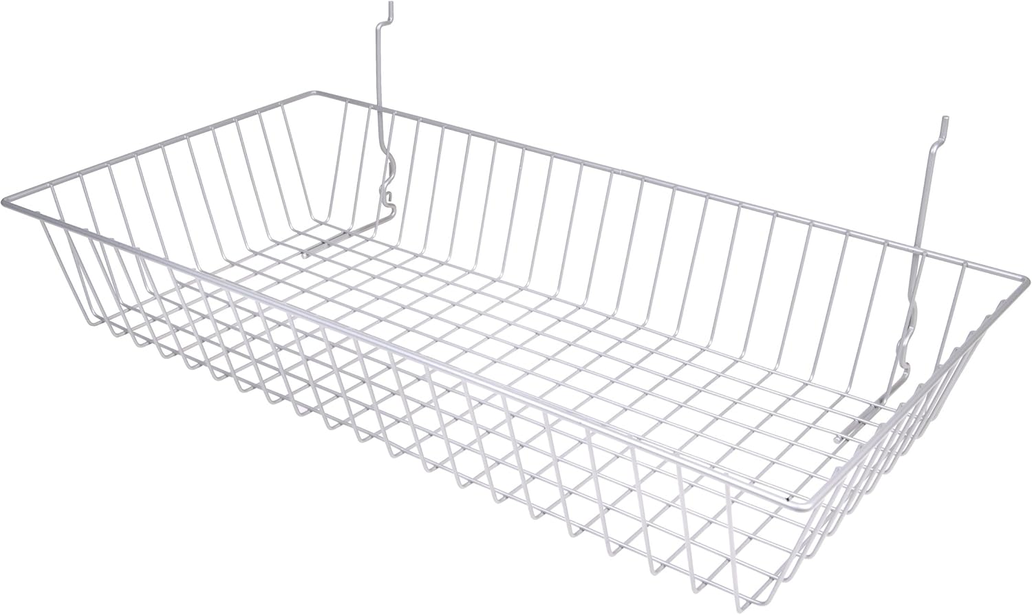 Only Garment Racks #5624C (Pack of 6) Chrome Wire Baskets for Grid Wall, Slat Wall or Pegboard - Merchandiser Baskets, Chrome Wire Basket 24" L x 12" D x 4" H (Set of 6) (Pack of 6)
