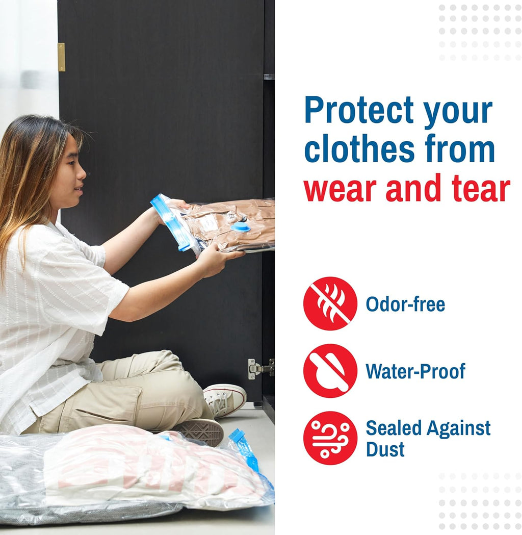 10 Pack Medium Vacuum Storage Bags for Comforters, Blankets & Clothes – Vacuum Sealed Compression Bags with Hand Pump – Space Saver Storage Bags for Bedding, Moving, Travel & Organization